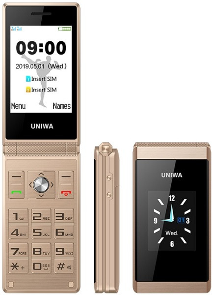 UNIWA X28 Dual-screen Flip Phone Dual Sim Gold