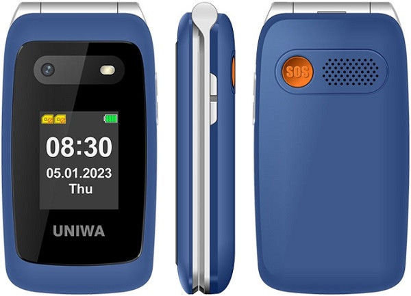 UNIWA V202T 4G Flip Phone Dual Sim 128MB Blue (48MB RAM)