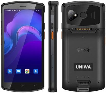 UNIWA V7S PDA Barcode Scanner Rugged Phone Dual Sim 64GB Black (4GB RAM) - AU Plug