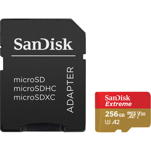 Sandisk Extreme A2 256GB (U3) V30 160mbs MicroSD with SD Adapter