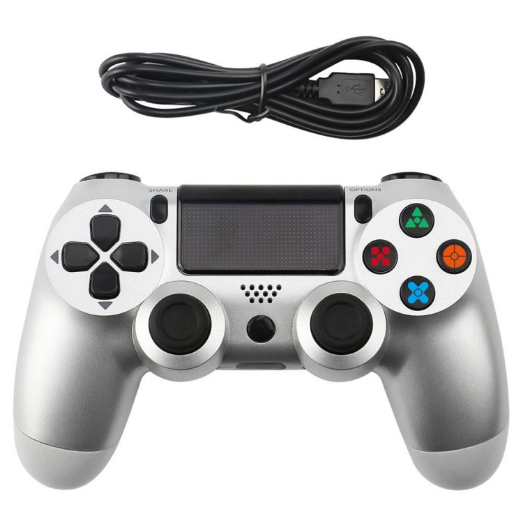 Snowflake Button Wired Gamepad Game Handle Controller for PS4 (Silver)