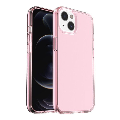 Shockproof Terminator Style Transparent Protective Case for iPhone 13 (Pink)