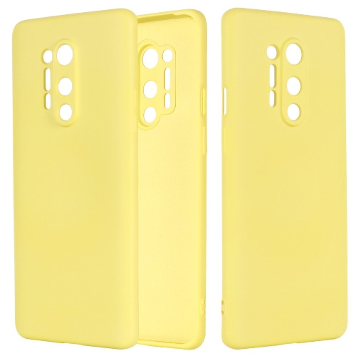 Pure Color Liquid Silicone Shockproof Full Coverage Case for OnePlus 8 Pro (Yellow)