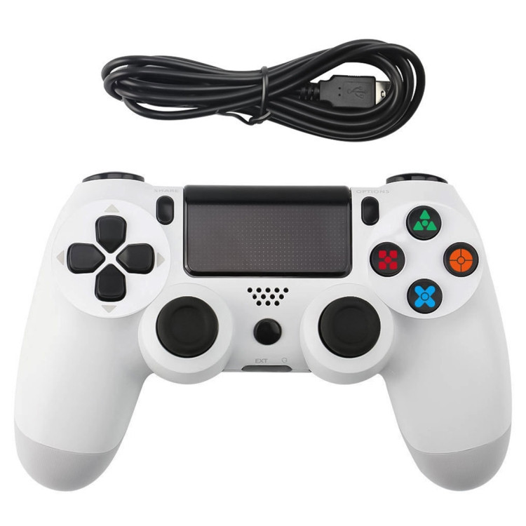 Snowflake Button Wired Gamepad Game Handle Controller for PS4 (White)