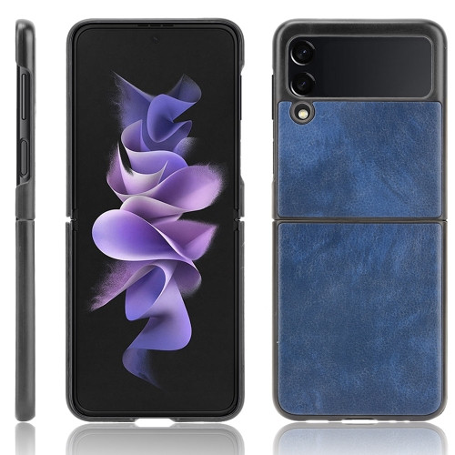 Shockproof Litchi Texture PC + PU Case for Samsung Galaxy Z Flip 3 (Blue)