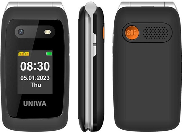 UNIWA V202T 4G Flip Phone Dual Sim 128MB Black (48MB RAM)