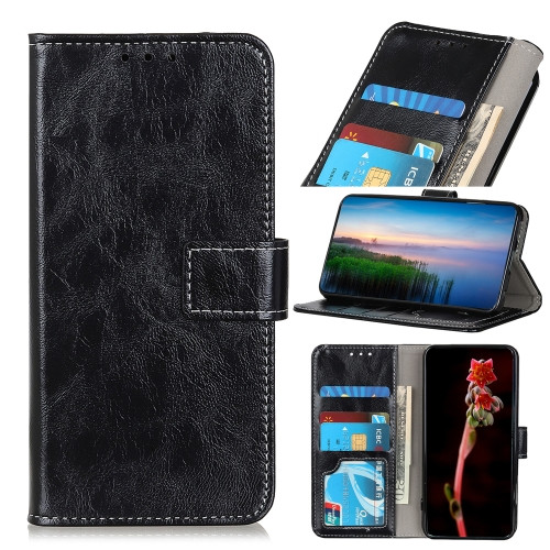 Retro Crazy Horse Texture Horizontal Flip Leather Case with Holder & Card Slots & Photo Frame & Wallet for OnePlus 8 Pro (Black)