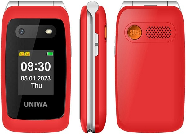 UNIWA V202T 4G Flip Phone Dual Sim 128MB Red (48MB RAM)