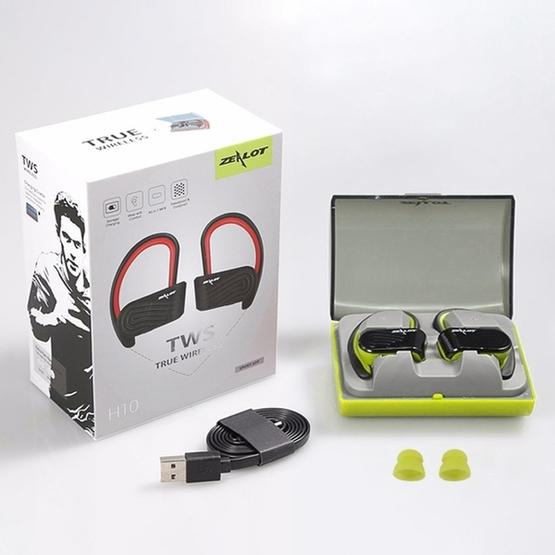 ZEALOT H10 TWS Ture Wireless Stereo Dust-proof Sweat-proof Bluetooth Earphone with Charging Box Black+Green